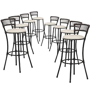 Kit 8 Banquetas Alta Forts Fibra Uv Bancada, área Goumert, Bar, Piscina, Balcão, Floral Gelo