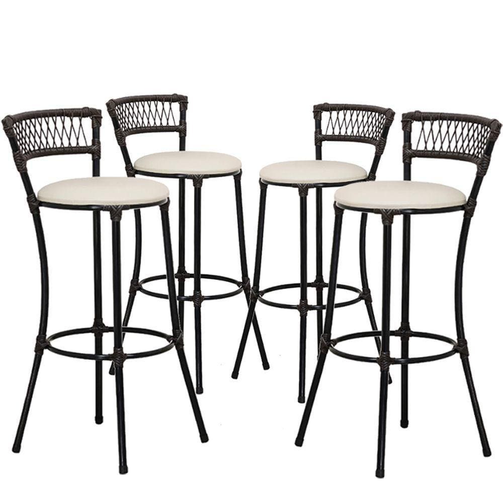 Kit Com 6 Banquetas Altas Forts Fibra Uv Bancada, área Goumert, Bar, Piscina, Balcão, Floral Gelo