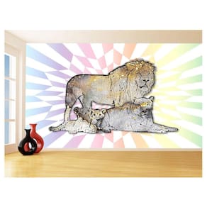 Papel De Parede Animais Pop Art Familia Leões 3,5M Pxa406