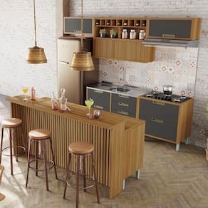 Cozinha 8 Peças Imperatriz Gourmet 100% MDF Freijó/Grafite