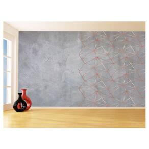 Papel De Parede 3D Concreto Linhas Dourado Rose 3,5M Kkt220