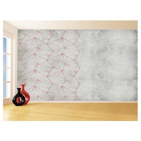 Papel De Parede 3D Concreto Linhas Dourado Rose 3,5M Kkt179