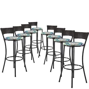 Kit 8 Banquetas Alta Forts Fibra Uv Bancada, área Goumert, Bar, Piscina, Balcão, Floral Azul
