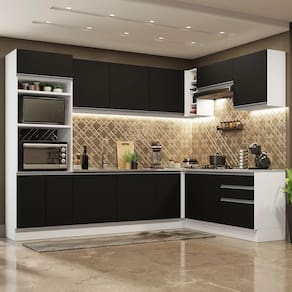 Cozinha Completa 479001 Com Armário E Balcão Branco/Preto