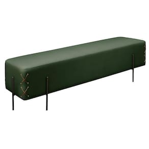 Recamier Banco Eros Luxo Preto Castellar Móbile Veludo Verde Veludo Verde