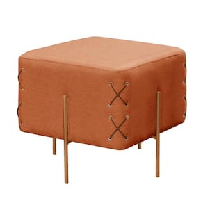 Puff Banqueta Eros Luxo Bronze Castellar Móbile Linho Terracota Linho Terracota