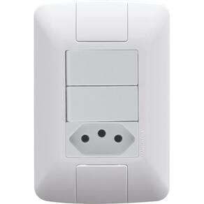 Conjunto 4x2 Com 2 Interruptores Paralelos 6 A 250 V E 1 Tomada 2p+t 20 A 250 V Aria Bran