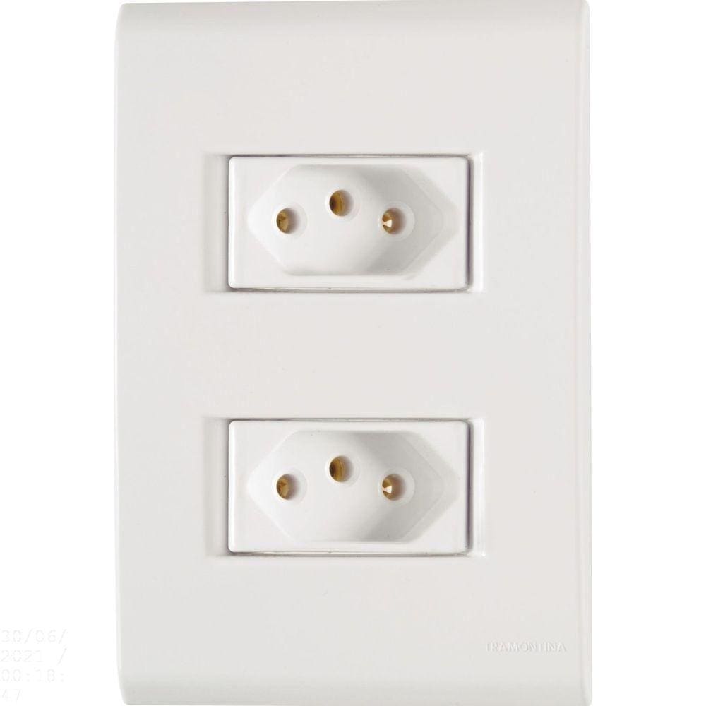 Conjunto 4x2 Com 2 Tomadas 2p+t Tramontina 10 A 250 V Liz Branco Tramontina