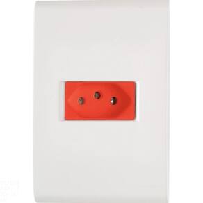 Conjunto 4x2 Com 1 Tomada 2p+t Tramontina Liz 20 A 250 V Branco E Vermelho Tramontina