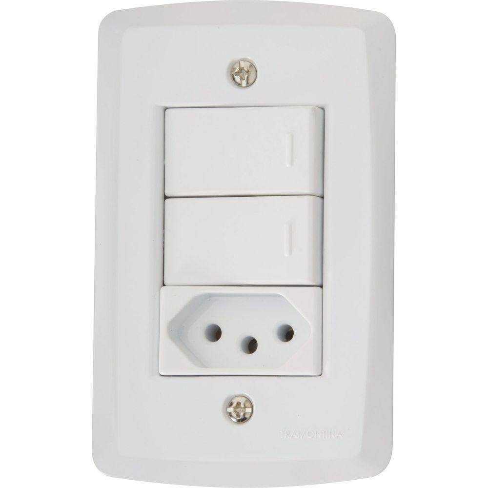 Conjunto 4x2 Com 2 Interruptores Paralelos 10 A 250 V E 1 Tomada 2p+t 20 A 250 V Lux2 Bra