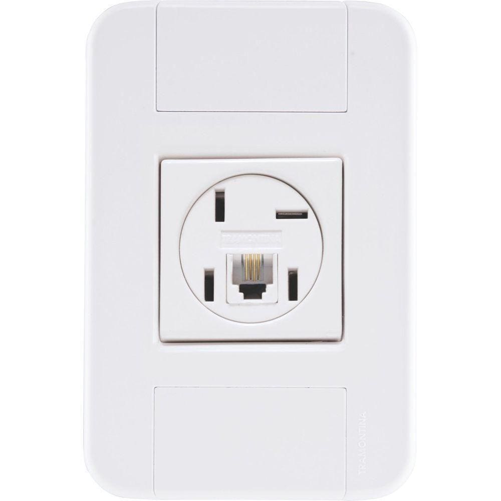 Conjunto 4x2 Com 1 Tomada Telefone 4p E Rj11 Tramontina Tablet Branco Tramontina