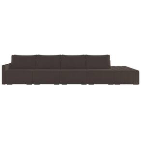 Sofá Ilha Modular Com Puff Para Sala Living 392cm Georgia K04 Veludo Marrom - Mpozenato