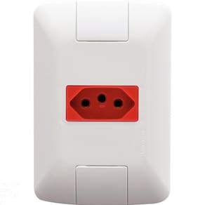 Conjunto 4x2 Com 1 Tomada 2p+t Tramontina Aria 20 A 250 V Branco E Vermelho Tramontina