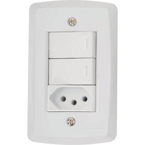 Conjunto 4x2 Com 2 Interruptores Paralelos 10 A 250 V E 1 Tomada 2p+t 10 A 250 V Lux2 Bra