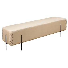 Recamier Banco Eros Luxo Preto Castellar Móbile Linho Bege Claro Linho Bege Claro
