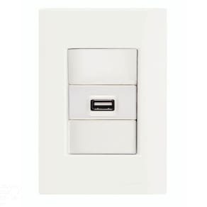 Conjunto 4x2 Com 1 Tomada Usb 1,5 A Bivolt Tramontina Giz Branco Tramontina