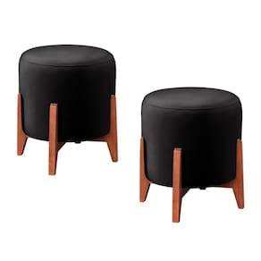 Conjunto - 2 Puffs Banqueta Thor Luxo Castellar Móbile Corino Preto