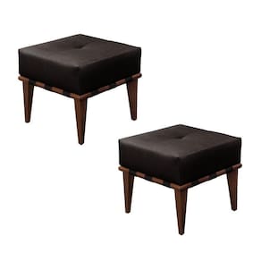 Conjunto - 2 Puffs Banqueta Noé Luxo Castellar Móbile Corino Preto