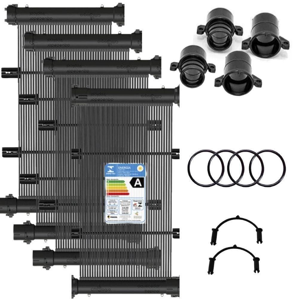 Conjunto 30 Placas E Terminações Para Aquecimento Solar De Piscinas Até 30m² Ou 44mil Litros