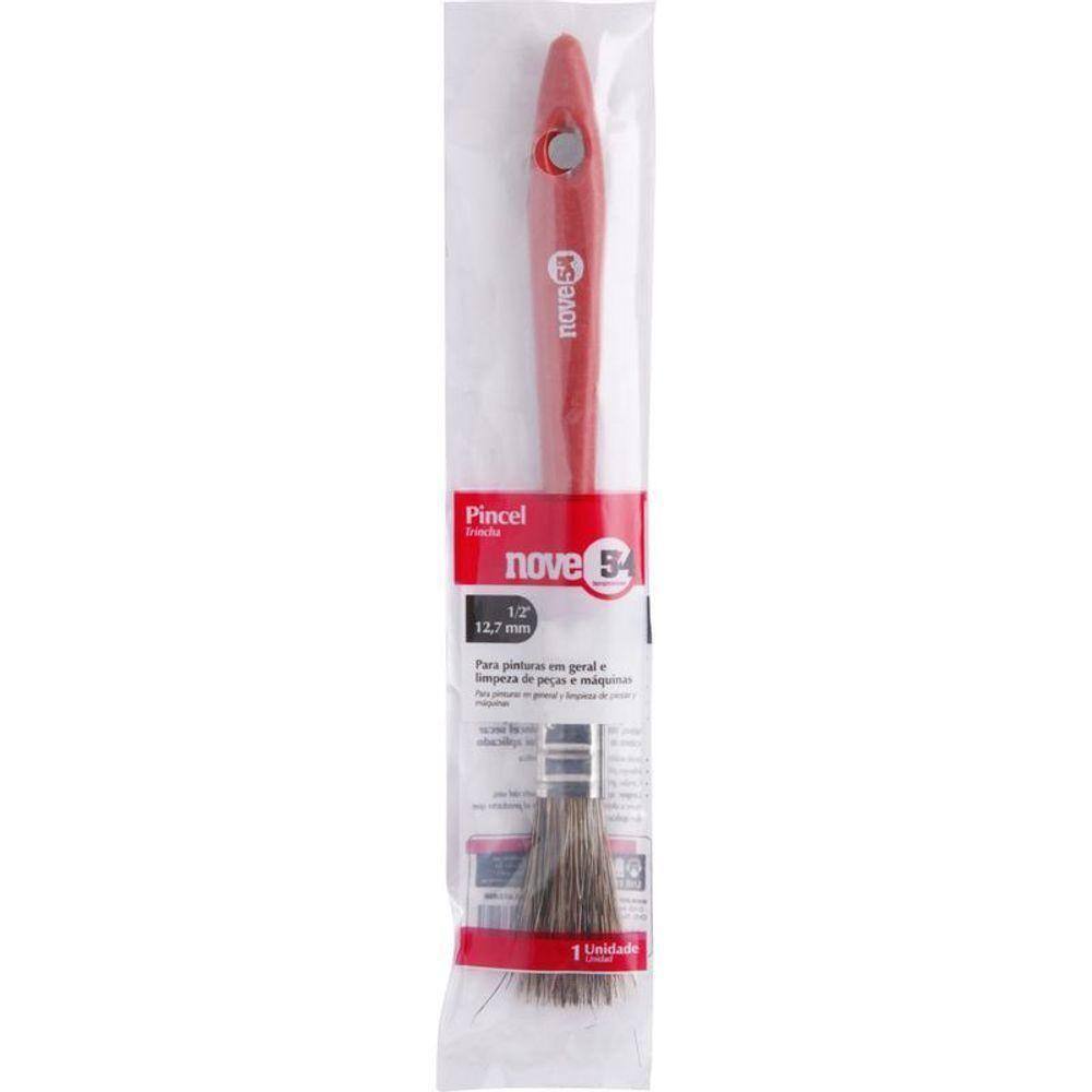 Pincel 1/2 Cerda Gris Cabo Plástico Para Tintas Latéx E Acr