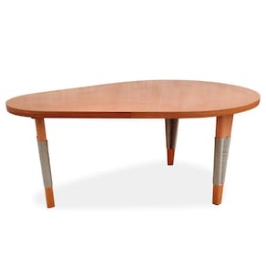 Mesa De Centro Oval Elon Ozki 80 Cm Madeira Eucalipto Cedro Corda Chata Prata