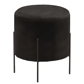 Puff Banqueta Odim Luxo Base Preta Castellar Móbile Corino Preto