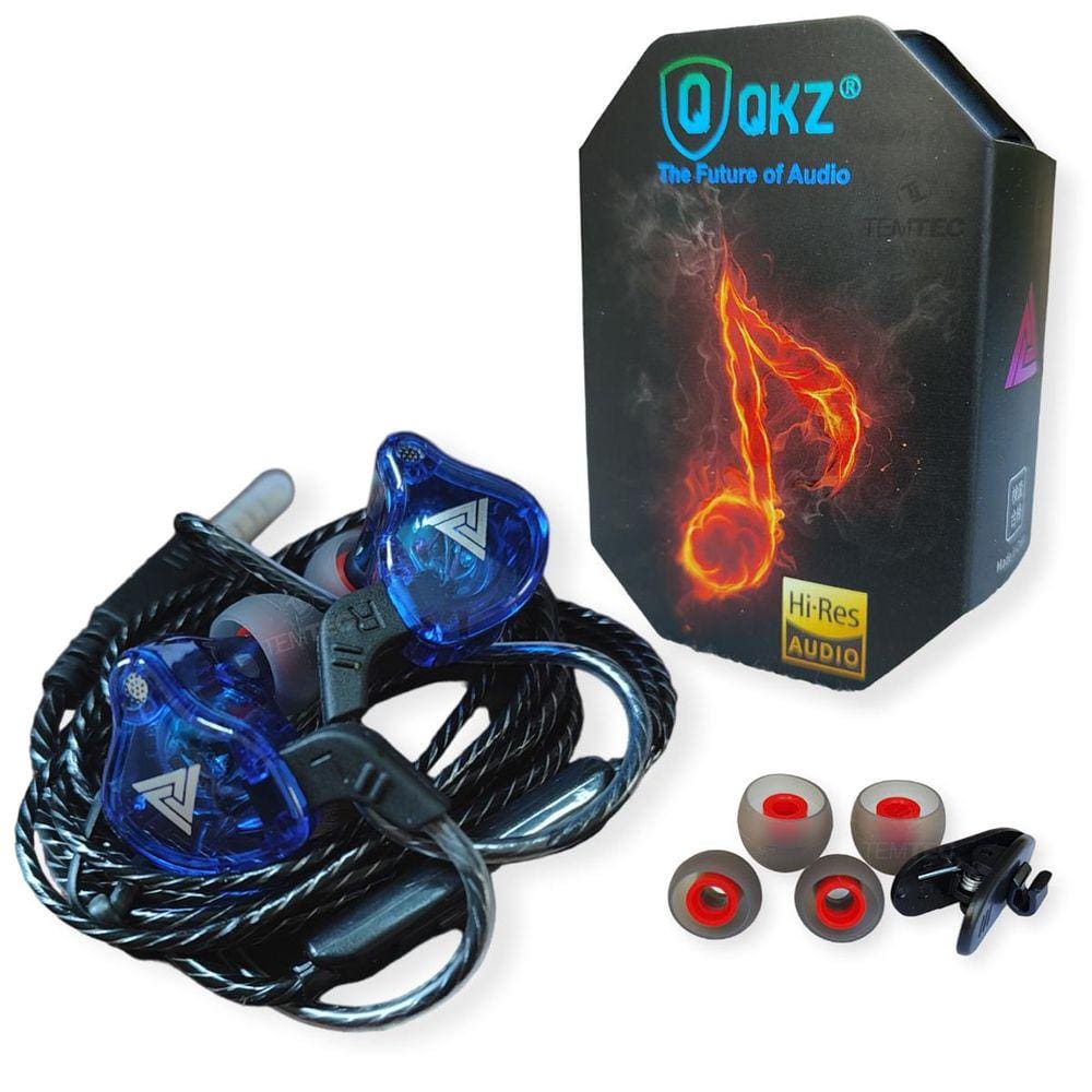 Fone De Ouvido Retorno De Palco Gamer QKZ Subwoofer Azul