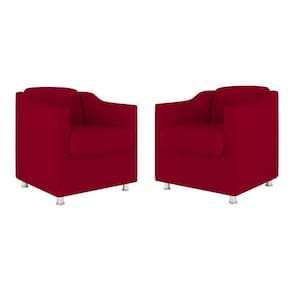 Kit 02 Poltronas Decorativas Clinica Tecido Suede Balaqui Cor:Vermelho
