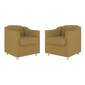 Kit 02 Cadeiras Poltronas Decorativas Recepção Clinica Suede Cor:capuccino