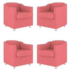 Kit 04 Poltronas Tilla Consultório Recepção Sala Suede Cor:rosa