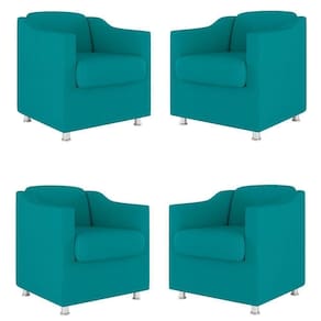 Kit 04 Cadeira Poltronas Decorativas Sala De Espera Clinica Cor:azul Turquesa