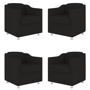 Kit 04 Cadeira Poltronas Decorativas Sala De Espera Clinica Cor:preto