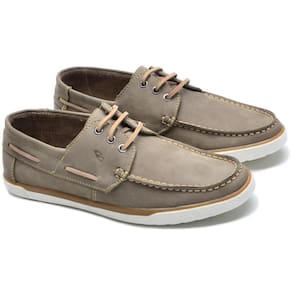 Dockside Masculino Couro Calce Fácil Elástico Costurado