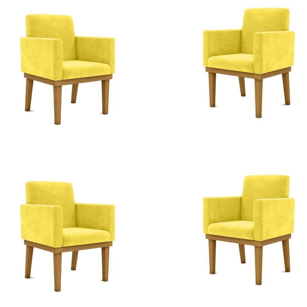 Kit 04 Poltronas Decorativa Reforçada Oferta - Balaqui Decor Cor:amarelo