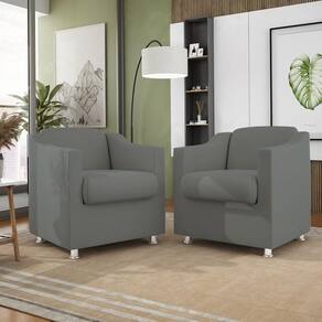 Kit 02 Poltronas Tilla Recepção Consultório Suede Balaqui Cor:cinza