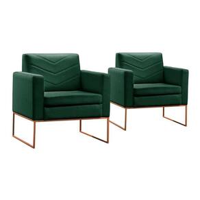 Conjunto - 2 Poltronas Apolo Luxo Base Bronze Castellar Veludo Verde