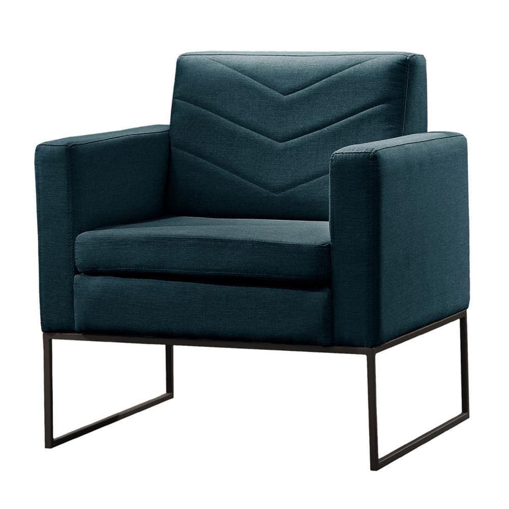 Poltrona Apolo Luxo Base Preta Castellar Móbile Linho Azul Linho Azul