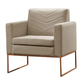 Poltrona Apolo Luxo Base Bronze Castellar Móbile Linho Bege Linho Bege