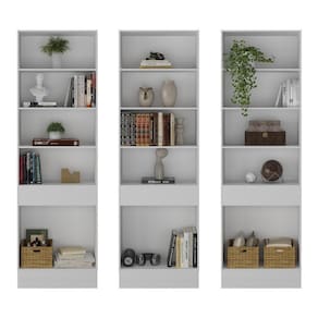 Armário/estante Escritório 3 Portas Multimóveis Mp7001 Branco Branco