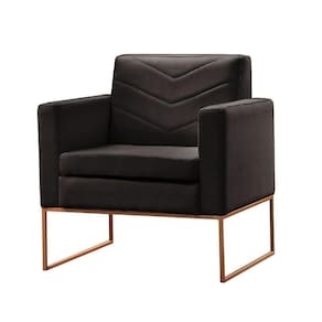 Poltrona Apolo Luxo Base Bronze Castellar Móbile Corino Preto Corino Preto