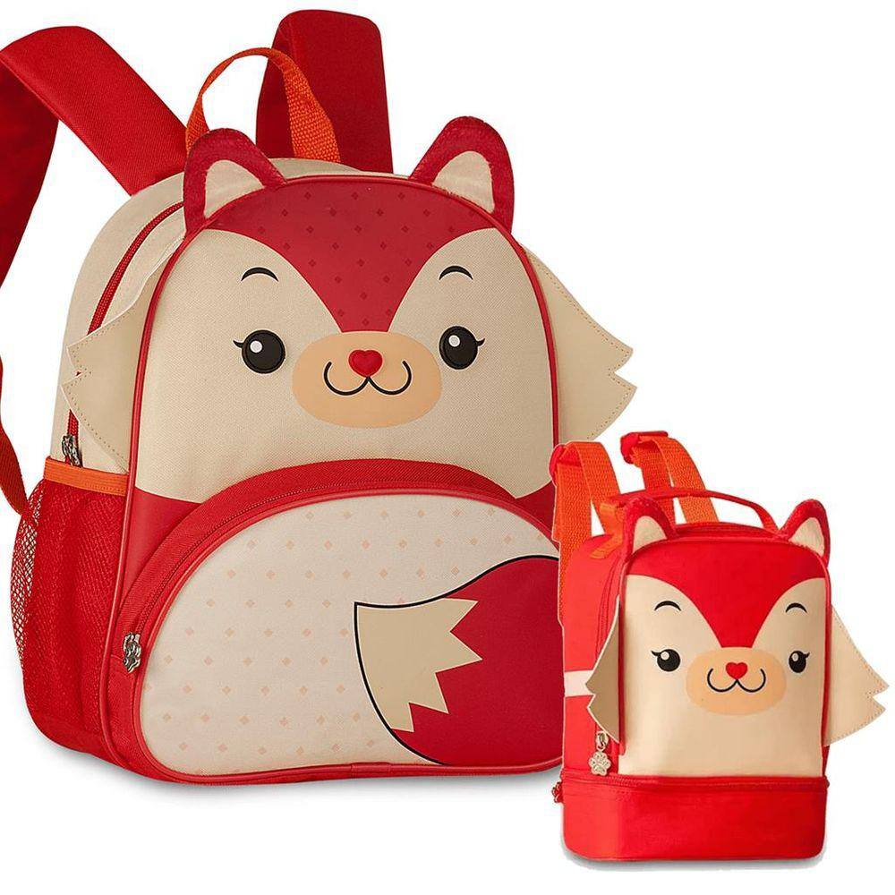 Kit Escolar Mochila de Costas e Lancheira Raposa Clio Pets