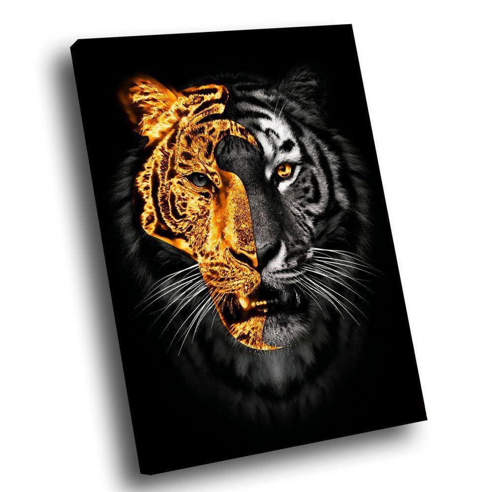 Quadro Tigre Ouro Br Artes Pequeno 60x40