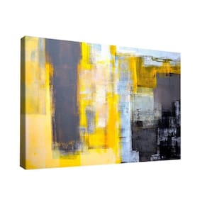 Quadro Pintura Traços Amarelos Br Artes Médio 84x54