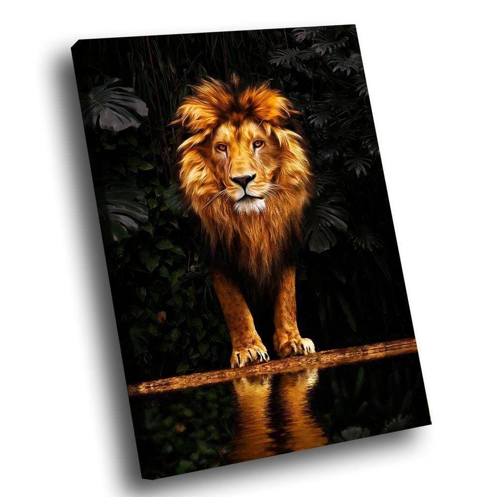 Quadro Leão Ouro Forest Médio 84x54