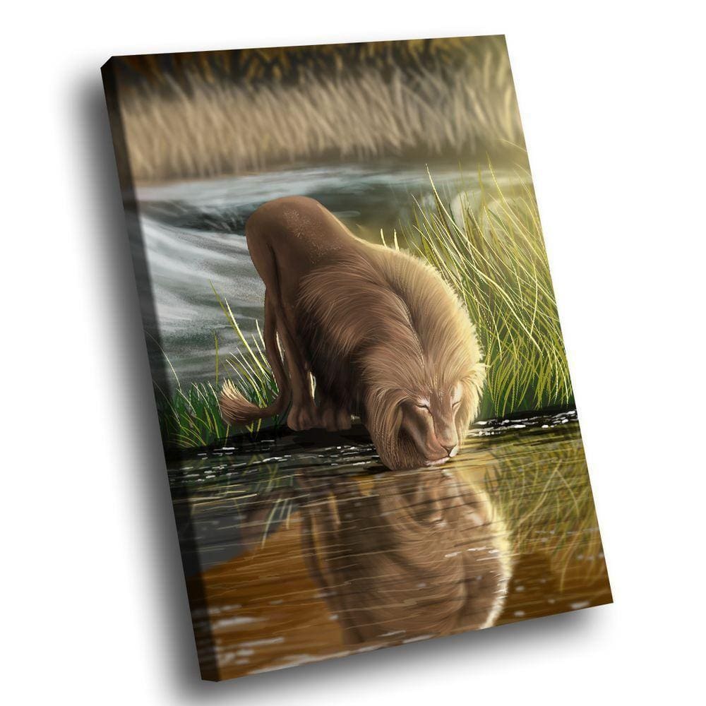 Quadro Leão Natureza Br Artes Pequeno 60x40