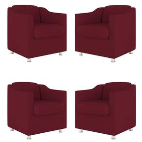 Kit 04 Poltronas Tilla Consultório Recepção Sala Suede Cor:marsala
