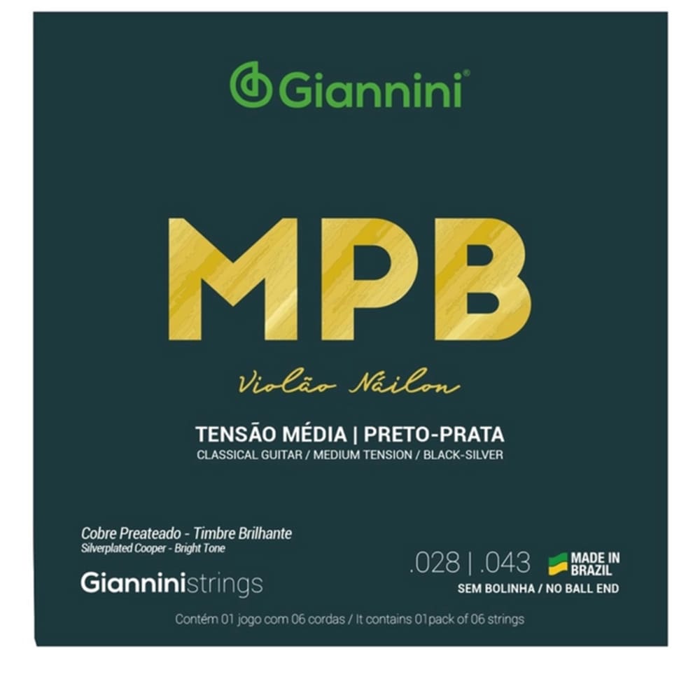Encordoamento Giannini Violao Genwbs Nailon Preto/Prata (I-6 / 7)