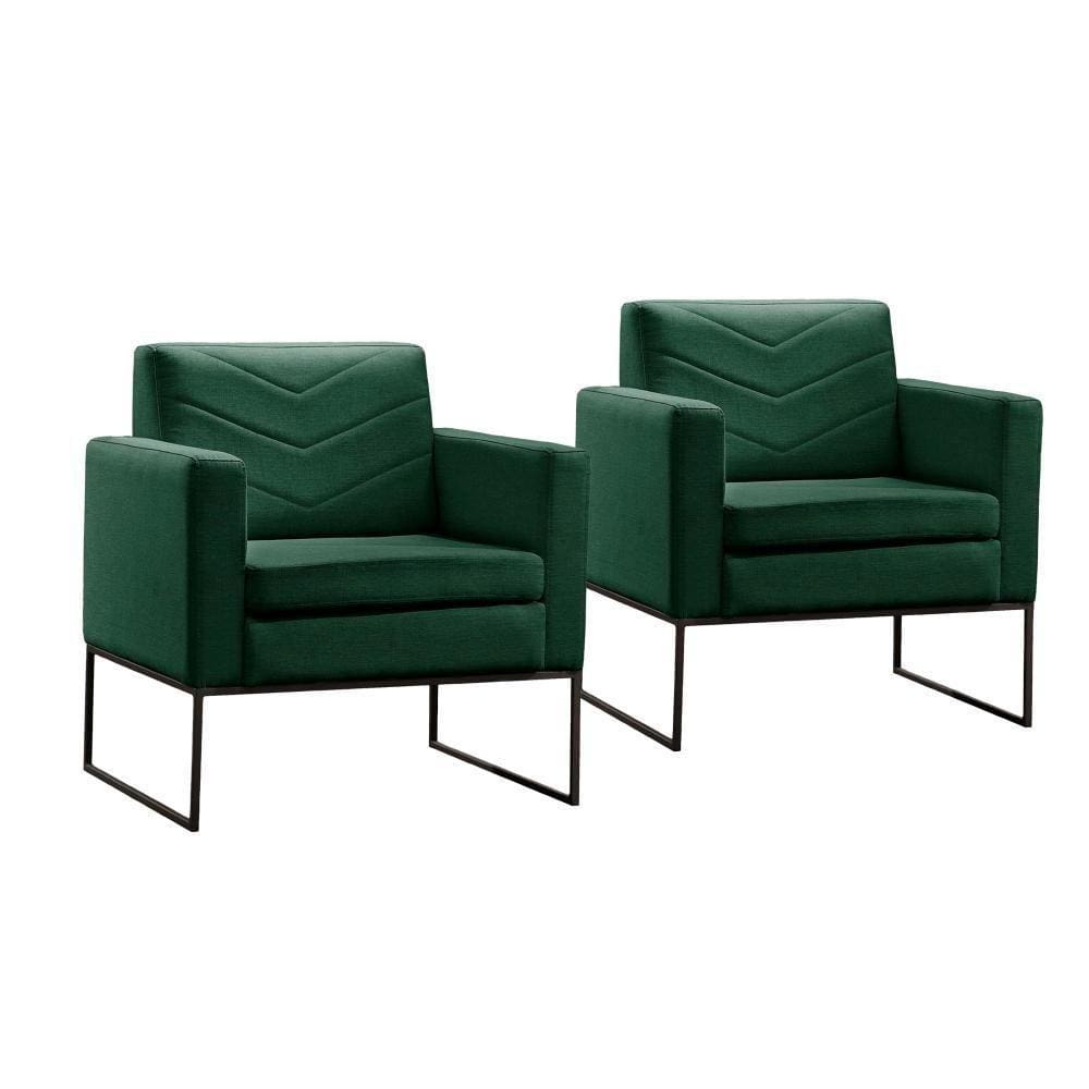 Conjunto - 2 Poltronas Apolo Luxo Base Preta Castellar Veludo Verde