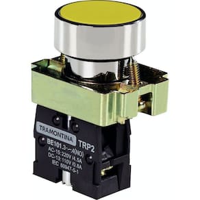 Botão De Impulso Tramontina Trp2-ba51 1na Amarelo Com Base De Metal Tramontina