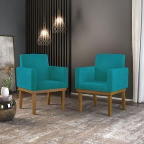 Kit 02 Poltronas Decorativa Reforçada Oferta - Balaqui Decor Cor:azul Turquesa